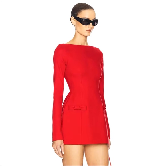🎉Look stunning in this Perfect Holiday Red Or Black Double Bow Mini Dress - Picture 7 of 16